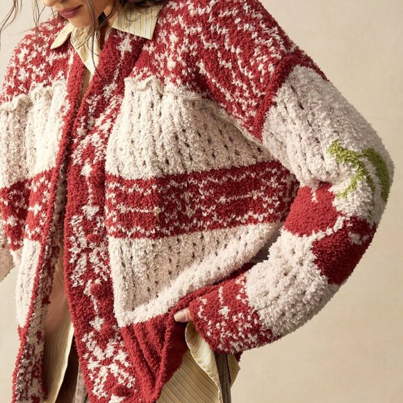 Multicolor Casual Women's Christmas Boho Cardigan - Picture 3 of 10